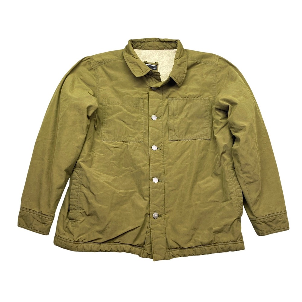 Outdoor Research Lined Chore Jacket Men Sz L Sherpa Insulated Olive Green Grunge